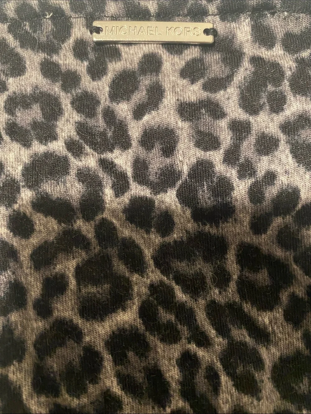 Michael Kors Leopard Print V-Neck Shirt - Black & Cream